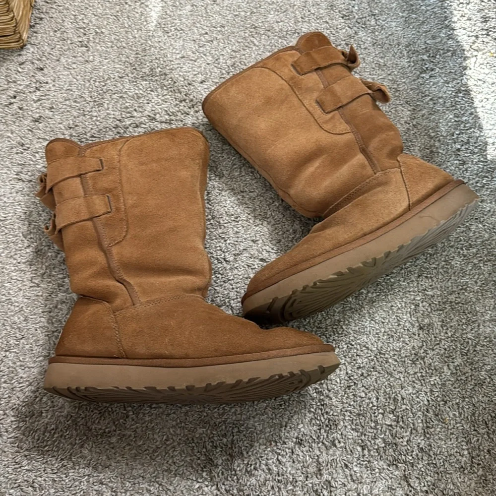 UGG‎ Women’s Allegra ll Tall Suede Chestnut Boots Size 9 Sheepskin Shearling